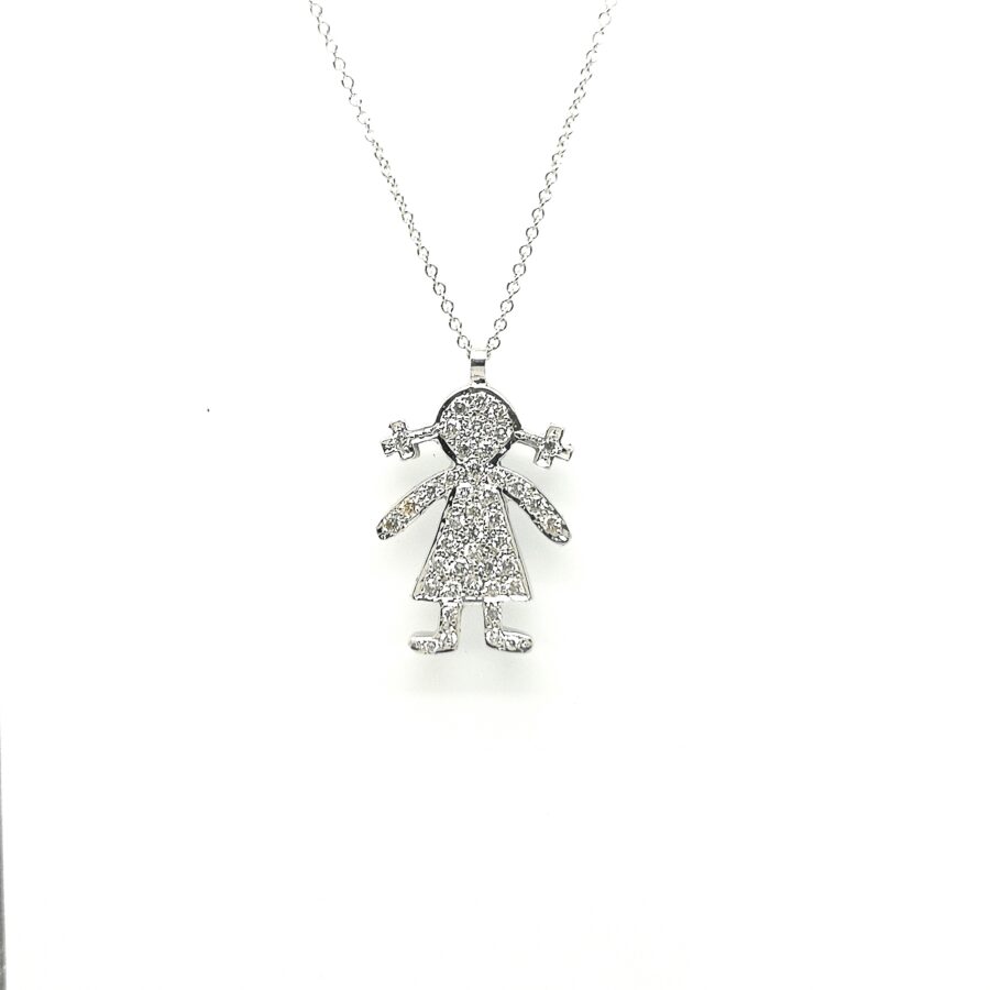 cadena con colgante muñequita figura cuajado diamantes blasco joyero taller joyeria en murcia